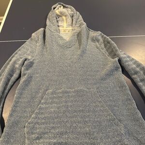 Faherty Blue Heathered Hooded Sweater